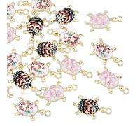 HOBBIESAY 36Pcs 3 Colors Light Gold Turtle Charms Enamel Flower Pendants Sea Animal Pendants Charms Alloy 3D Tortoise Creature Charms for DIY Necklaces Earrings Bracelets Jewelry Making