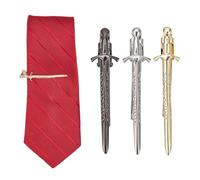 HOBBIESAY 3Pcs 3 Colors Sword Tie Clip for Men Novelty Brass Scottish Sword Tie Bar Collar Sword Pins 2.4x0.55x0.75 Inch Vintage Swords Ties Tacks for Wedding Business Fathers Day Jewelry Gift