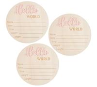 HOBBIESAY 3Pcs Hello World Newborn Welcome Board 5.9Inches Newborn Announcement Sign Wooden Stat Plaque Souvenir and Gifts Pink for New Parents Home Hospital Nursary Decoration