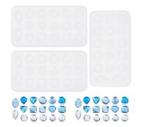 HOBBIESAY 3Pcs Silicone Faceted Gemstone Mold Cabochon Jewelry Casting Mold White Resin Earring Casting Molds for Necklaces Earrings Jewelry Making Crafting Projects