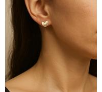 HOBBIESAY 4 Pairs Chunky Heart Stud Earrings 2 Colors Fat Hearts Earring Stud 16mm Puffy Sweet Heart Earrings Post Love Sweet Earring Stud Metal Tiny Studs Dainty Simple Jewelry Gift