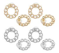 HOBBIESAY 4 Pairs Link Chain Hoop Earrings Rhinestone Twist Chain Hoop Earrings Huggie Chains Circle Earring Trendy Earring Supplies Gole Silver for Women Daily Party Wear 1 Inch Diameter