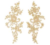 HOBBIESAY 4 Pcs Gold Lace Applique Embroidery Flower Sewing Appliques Golden Leaf Flowers Patches Polyester Decorative Patch for Craft Bridal Wedding Dress Jeans Decorations