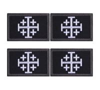 HOBBIESAY 4 PCS Jerusalem Cross Patches Time for Another Crusade Patches Christian Crusader Jihad Embroidered Patch Morale Hook and Loop Tactical Military Badge for Army Backpack Caps Vest Bag Clothes