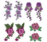 HOBBIESAY 4 Styles Red Rose Embroidered Applique Peony Flower Sew on Patch for Arts Crafts DIY Decor Applique Sewing Patches for Clothes Jeans Jackets Bags Dress Jeans Shoes Hats Collar Bust