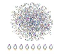 HOBBIESAY 400 Pcs Horse Eye Cabochons 0.28x0.59Inch Acrylic Flatback Rhinestones Gemstone AB Colorful Cabochons Jewels Gems for Clothes Dress Shoes Bag Wedding Accessories