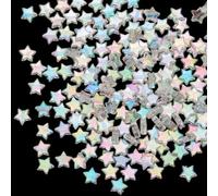 HOBBIESAY 400Pcs Acrylic Star Beads 10mm Clear AB Colors Loose Spacer Beads Colorful Star Charming Bead 1.5mm Large Hole Stars Bead Charms for Bracelet Necklace Earring Jewelry Making DIY Craft