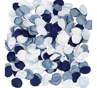 HOBBIESAY 400Pcs Silk Rose Petals French Dusty Blue Rose Petals Wedding Aisle Scatter Artificial Flower Silk Roses Flower Petal Blue White Roses Petal for Wedding Aisle and Party Decor