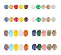 HOBBIESAY 40Pcs 20 Colors Mixed Gemstone 10mm Cabochons 14x10mm Oval Quartz Chakra Gemstone Natural Agate Cabochons Half Round Gemstone Cabochons Mixed Color for Jewelry Making