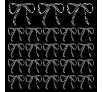 HOBBIESAY 40Pcs Bow Crystal Decals 6x5mm Bowknot Iron on Rhinestone Bling Crystal Transfers Clear Bow Pattern Crystal Decals for Costume Dress Decor