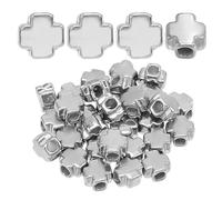 HOBBIESAY 40PCS Cross Beads Sliver Cross Charms Crucifix Beads Crosses Bead Easter Spacer Loose Bead for Easter Eid Mubarak Ramadan Christmas Decor Jewelry Necklace Bracelets Earring Making