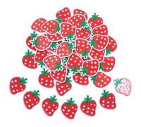 HOBBIESAY 40Pcs Cute Strawberry Patches Bulk Iron On Sew On Strawberry Embroidery Appliques 1.3x1.7 Inch Mini Fruit Cloth Badges Fruit Repair Patches Red for Clothes Hats Bags DIY Crafts