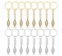 HOBBIESAY 40Pcs Metal Jesus Fish Keychains Bulk Fish Shape Keychain Charms with Iron Rings Alloy Craft Keychains in Gold and Silver Colors for Women Jewelry Making Purse Bag Decoration 3.07 inch