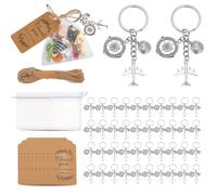 HOBBIESAY 40pcs Set Airplane Keychain Party Favor Pilot Aviator Key Chains Journey Aircraft Birthday Party Favor Antique Silver For Birthday Wedding Favors Travel Theme Gifts