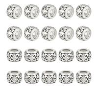 HOBBIESAY 40Pcs Tibetan Antique Silver Beads 8mm Alloy Metal Round Spacer Beads Tibetan Style Beads European Rondelle Spacer Beads for Bracelets Necklaces Jewellery Making Hole: 3.5mm
