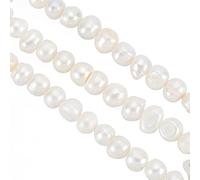 HOBBIESAY 46Pcs Natural Pearl Beads Strand 34.5-35cm Seashell Color Freshwater Cultured Loose Beads for Necklace Bracelet Earrings Jewellery Making Hole:0.6mm