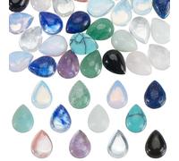 HOBBIESAY 48Pcs 12 Styles Teardrop Gemstone Cabochons Flatback Gemstone Bead Quartz Chakra Stone Cabochons 8x6mm No Hole Stone Beads Mixed Stone Cabochons for Jewelry Making DIY Crafts Photo Frame