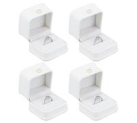 HOBBIESAY 4Pc Wedding Engagement Ring Box 2.24x2.24x1.87 Inch Square Leather Velvet Jewelry Ring Box Gorgeous Vintage Rings Boxes Wedding Rings Bearer White for Weddings Festival Gift Boxes