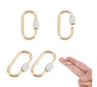 HOBBIESAY 4PCS 0.98×0.55 Inch Screw Carabiner Lock Clasp Stainless Steel Keychain Oval Lock Clasps Rhinestone Necklace Clasps Charm Carabiners Clip Jewelry for DIY Keychain Bracelet Jewelry Making