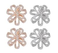 HOBBIESAY 4Pcs 2 Colors Sparkling Petal Brooch Pins Platinum Rhinestone Decorative Lapel Pins Light Gold Badges Statement Jewelry Pieces for Costume Embellishment Fashion Accessories