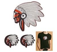 HOBBIESAY 4Pcs 2 Sizes Indian Man Sew On Patch for Clothing Decoration Unique Pattern Cloth Embroidered Patch Jackets Jeans Backpacks Shirts Bags Tribal Theme Appliques Indians Face Patch for DIY