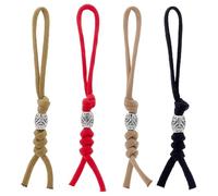 HOBBIESAY 4PCS 4 Colors Knife Paracord Lanyard with Brass Beads EDC Lanyards for Keychain Outdoor Camping Tactical Knife Fob Pull Cord Knifes Lanyard Beaded Paracord Lanyards for Flashlight EDC Tools