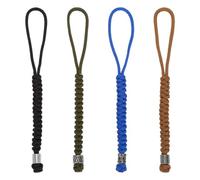 HOBBIESAY 4PCS 4 Colors Lanyard Braided Paracord Lanyard with Stainless Steel European Beads Tactical Paracord Lanyards for Outdoor Camping Pocket EDC Tools Keychains Zipper Pulls