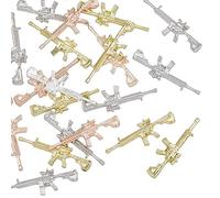 HOBBIESAY 4Pcs 4 Colors Zinc Alloy Gun Charm Pendant Connector 3D Nail Art Decorations Metal Submachine Gun Charms for Jewelry Making DIY Nail Art Decoration Nail Accessories