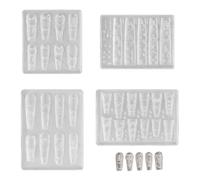 HOBBIESAY 4Pcs 4 Styles Nail Mold Silicone Tools 2.15x3.07 Inch 3D Silicone Nails Art Molds Resin Nail Carved Mold Resin Transparent Molds Design for Women DIY Manicure Supplies