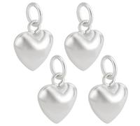 HOBBIESAY 4Pcs 925 Sterling Silver Heart Charm 13mm Puffy Love Pendants Cute Heart Dangle Charms for DIY Bracelets Earring Necklace Jewelry Making,Jump Ring:5x1mm