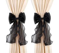HOBBIESAY 4PCS Bow Curtain Tiebacks Fairy Fabric Curtain Tie Straps Bow Curtains Tiebacks Lace Bowknot Curtains Holdbacks Elegant Lace Drapery Holdbacks Tie Rope for Home Office Hotel Pink