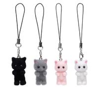 HOBBIESAY 4Pcs Cute Cat Phone Charms 10.2cm Cute Animal Mobile Phone Straps Aesthetic Cell Phones Pendants Accessories for Keychain Phones Case Car Key Bag Backpack Purse Decoration