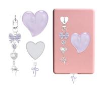 HOBBIESAY 4PCS Cute Charms Set Including Dust Plug Charm Type C/USB C Heart Grip Holder Bling Keychains with Hook Fantasy Chain Bracelet Strap Decorating Phone Decor Accessories Kit Women Gifts