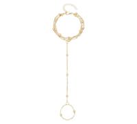 HOBBIESAY 4Pcs Dainty Ring Bracelet Elegant Hand Chain Golden Ring Bracelet Adjustable Chain Bracelets with Tiny Rings for Women Jewelry Gift for Birthday Anniversary Valentine Day