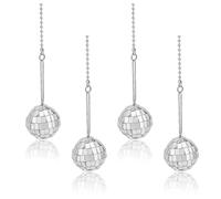 HOBBIESAY 4Pcs Disco Ball Hanging Ornaments Beaded Ball Ceiling Fun Pull Chain Extenders Silver Mirror Ball Light Pull Chain Decor Dazzling Ball Pull Chains for Party Favors