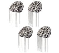 HOBBIESAY 4Pcs Edgy Iron Chain Tassel Epaulettes Punk Style Beaded Costume Epaulettes Shoulder Badge with Felt Cloth Findings Platinum Shoulder Epaulet for Stage Dress Accessories