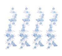 HOBBIESAY 4Pcs Flower Butterfly Embroidered Patches Sky Blue Long Floral Iron on Appliques Flower Embroidery Patches Wisteria Repair Patch Long Floral Iron on Applique for Cloth Dress Bag Decor