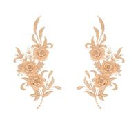 HOBBIESAY 4pcs Gold Embroidery Lace Appliques Flowers Garment Patches Sew on Floral Collar Trim Patch Polyester Ornament Accessories Appliques for Wedding DIY Clothes Bridal Dress