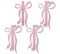 HOBBIESAY 4Pcs Pink Bow Over The Door Hooks Bow Room Decor Coquette Aesthetic Metal Door Hangers for Towels Lingerie and Bags No-Drill Decorative Organizer for Bedroom or Bathroom