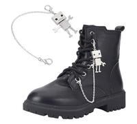 HOBBIESAY 4Pcs Platinum Shoe Charms Chains Square Headed Robot Shoe Chains Punk Style Removable Shoes Charms Gothic Metal Robot Shoes Decorations or Sneakers Boots DIY Fashion Accessories, Alloy, No