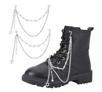 HOBBIESAY 4Pcs Platinum Shoe Charms Chains with Heart Star Spiked Thorn Shoe Chains Punk Style Removable Shoes Charms Gothic Metal Thorn Shoes Decorations for Sneakers Boots DIY Fashion Accessories