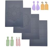 HOBBIESAY 4Pcs Polymer Clay Texture Sheets Set Polymer Clay Cutter Effect Roller Geometric for DIY Clay Making