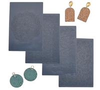 HOBBIESAY 4Pcs Polymer Clay Texture Sheets Set Texture Sheets Polymer Clay Works with Cutter Effect Roller Leaves for DIY Clay Making