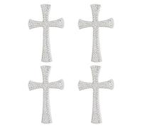HOBBIESAY 4Pcs Rhinestone Cross Brooch Pin for Women Bling Crystal Cross Brooches Lapel Pin Sparkling Faith Dress Accessories Silver Alloy Badge for Backpack Clothes 1.73 inch Wide 2.48 inch Long