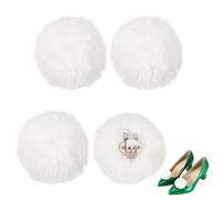 HOBBIESAY 4Pcs White Pom Poms Shoe Clips 2.17Inch Removable Ball Shoe Clips Iron Shoes Charms Women Decorative Fringe Pom Poms Shoes Clip for Woman Costume Accessory