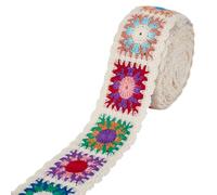 HOBBIESAY 5 Yards White Cotton Webbing 2.28 Inch Polyester Decorative Flower Webbing Strap Wide Floral Crochet Style Ribbon for Sewing Costumes Home and Wedding Decoration DIY Crafts