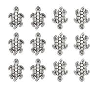 HOBBIESAY 50 Pcs Turtles Spacer Beads 0.5 inch Tibetan Tortoise Beads Antique Silver Turtle Loose Beads Ocean Animal Craft Beads for jewellery Necklace Bracelet Making Bead Assortments Hole: 1mm