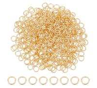 HOBBIESAY 500Pcs Gold 4mm Stainless Steel Open Jump Rings, 18K Gold Plated, Unsoldered Ring Connectors, Small Split Ring Jewelry Making Findings for DIY Crafts