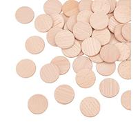 HOBBIESAY 50Pcs 30.5mm Blank Natural Beech Wood Slices Log Color Flat Round Wooden Discs 3.5mm Thick without Textures Smooth Unfinished Wooden Circle Tags for Arts Crafts Paint Projects