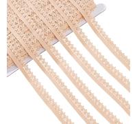 HOBBIESAY 54.68 Yards Elastic Lace Trim Crown Stretch Edge Embroidered Ribbon 1/2~5/8 Inch Wide Polyester Trimming Navajo White for DIY Clothes Curtain Home Decor Sewing Craft